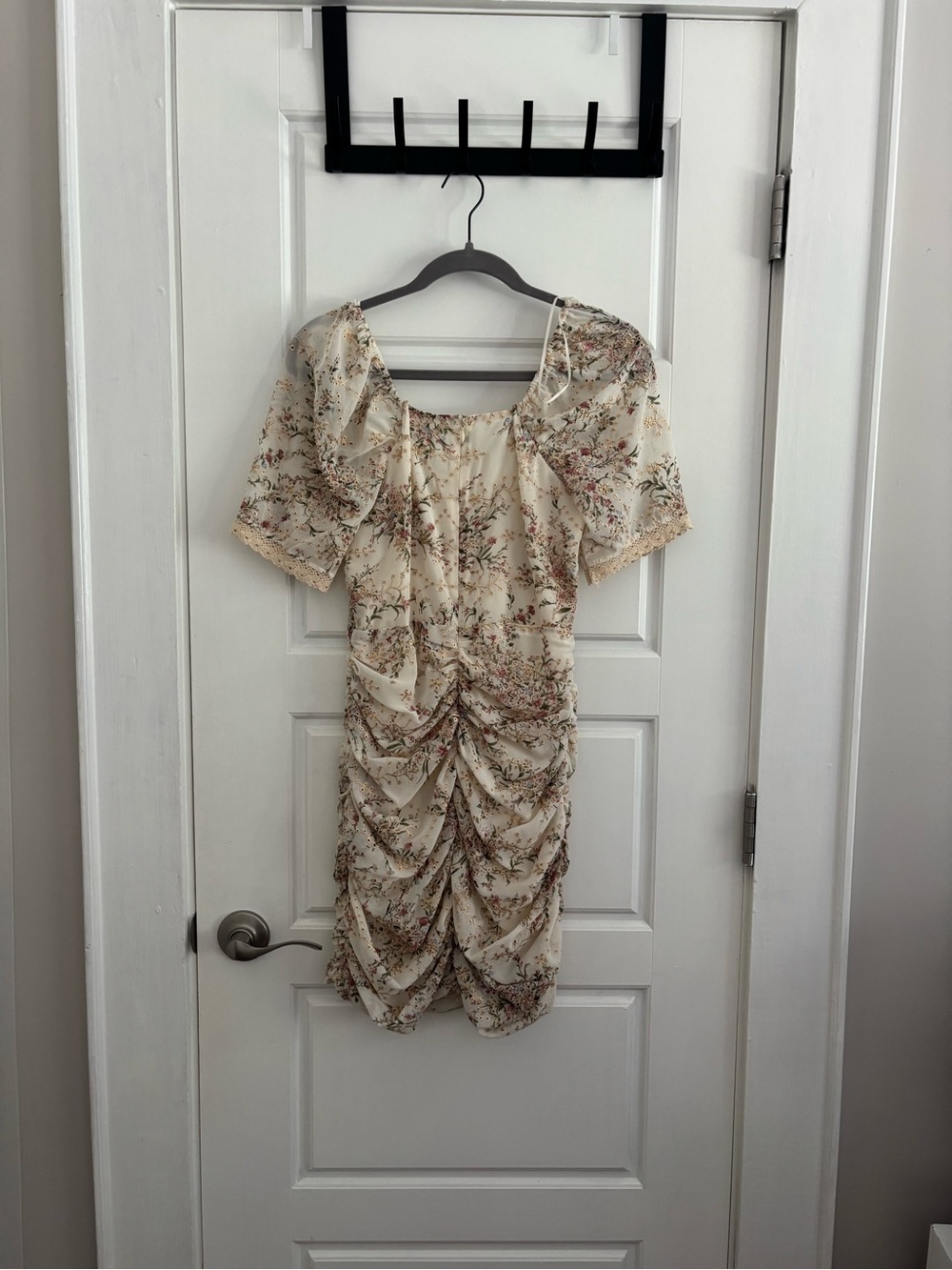 Free the Roses Cream Floral Ruched Mini Dress - Picture 3 of 3
